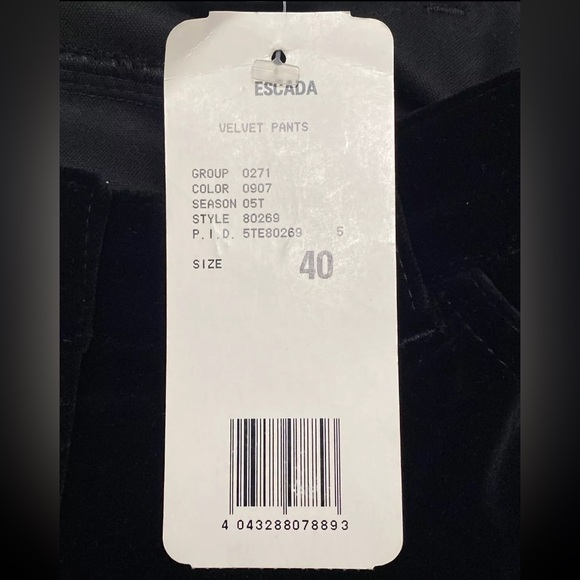ESCADA - NWT Women's Black Velvet Pants Size 40 / US 10 Straight Leg - Picture 9 of 9